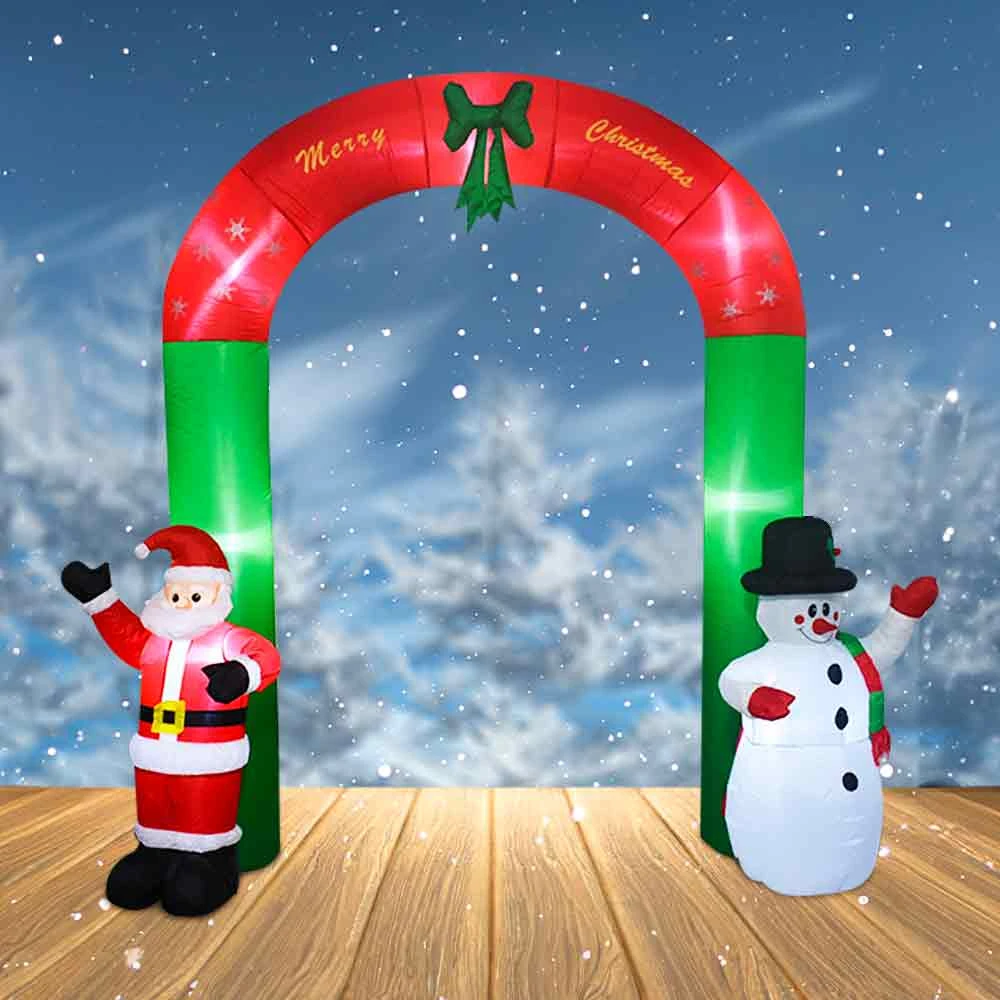 Arco de Navidad Inflable Gigante con Papá Noel y el Muñeco de Nieve
