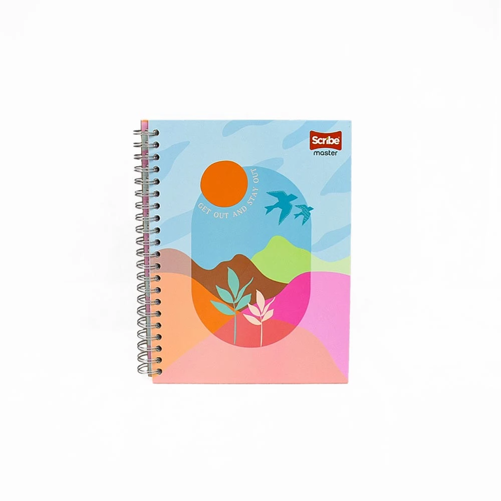 Cuaderno 5 MT Argollado Grande Scribe Master Naturaleza Mixto, Pasta Dura, 160 Hojas