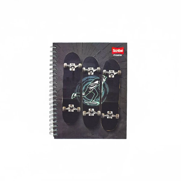Cuaderno 7 MT Grande Cuadriculado Pasta Dura – Scribe Master Masculino 175 Hojas