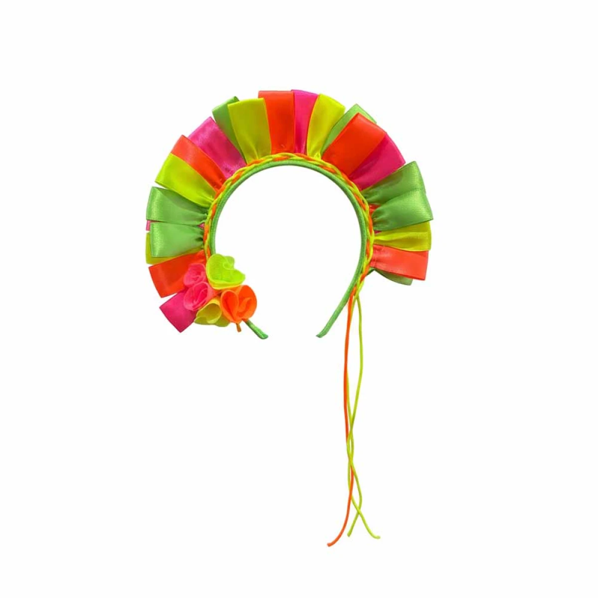 Diadema de Carnaval Neón con Cintas y Flores