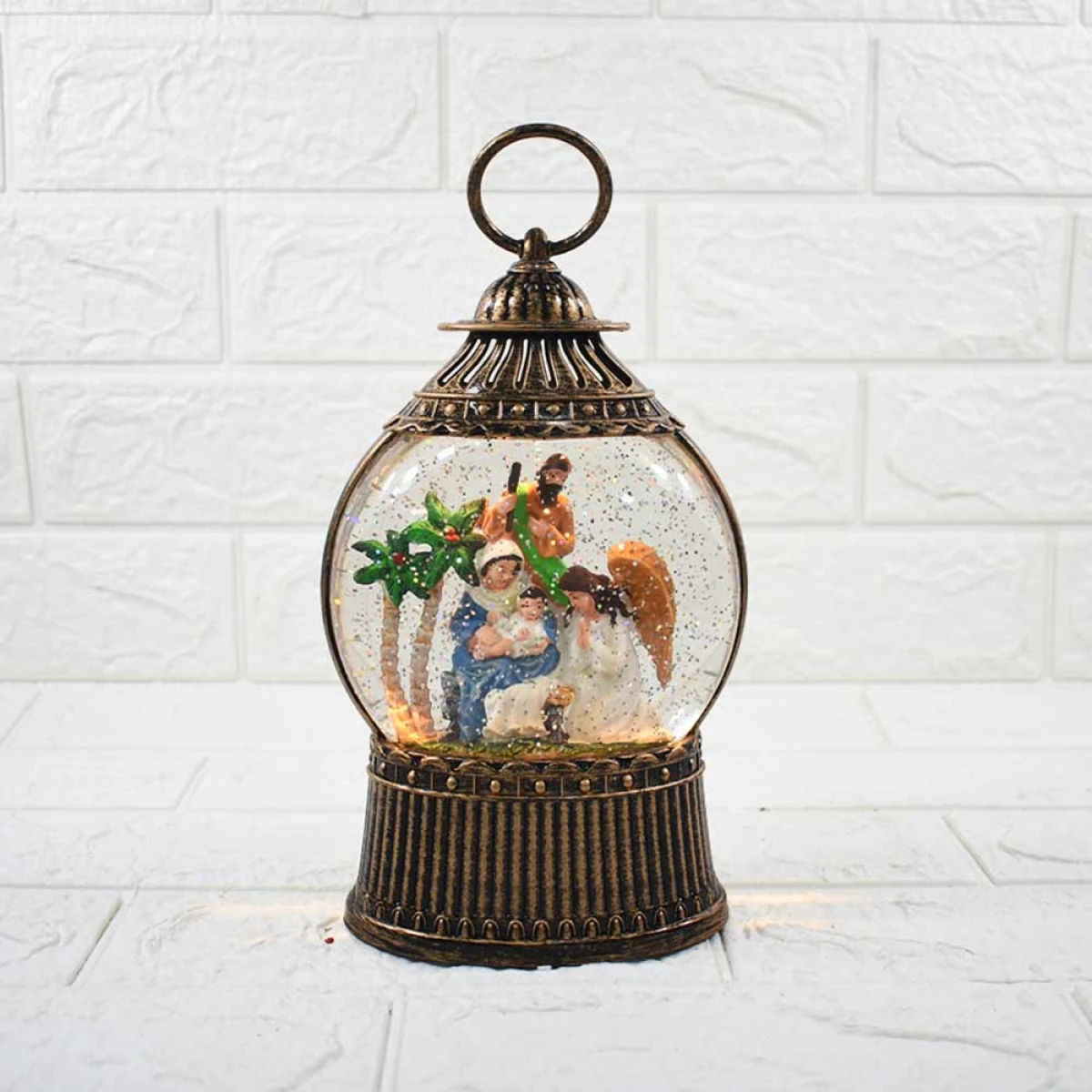 Farol de Navidad Nacimiento con Nieve Luz y Sonido