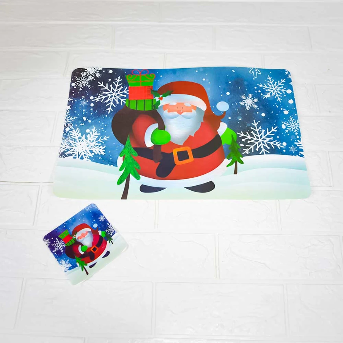 Individuales de Mesa con Portavasos de Navidad Rectangulares