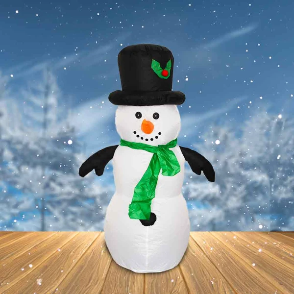 Muñeco de Nieve Inflable Clásico con Sombrero y Bufanda
