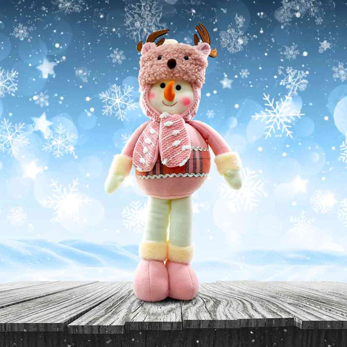 Muñeco de Nieve Rosa Navideño 48 cm