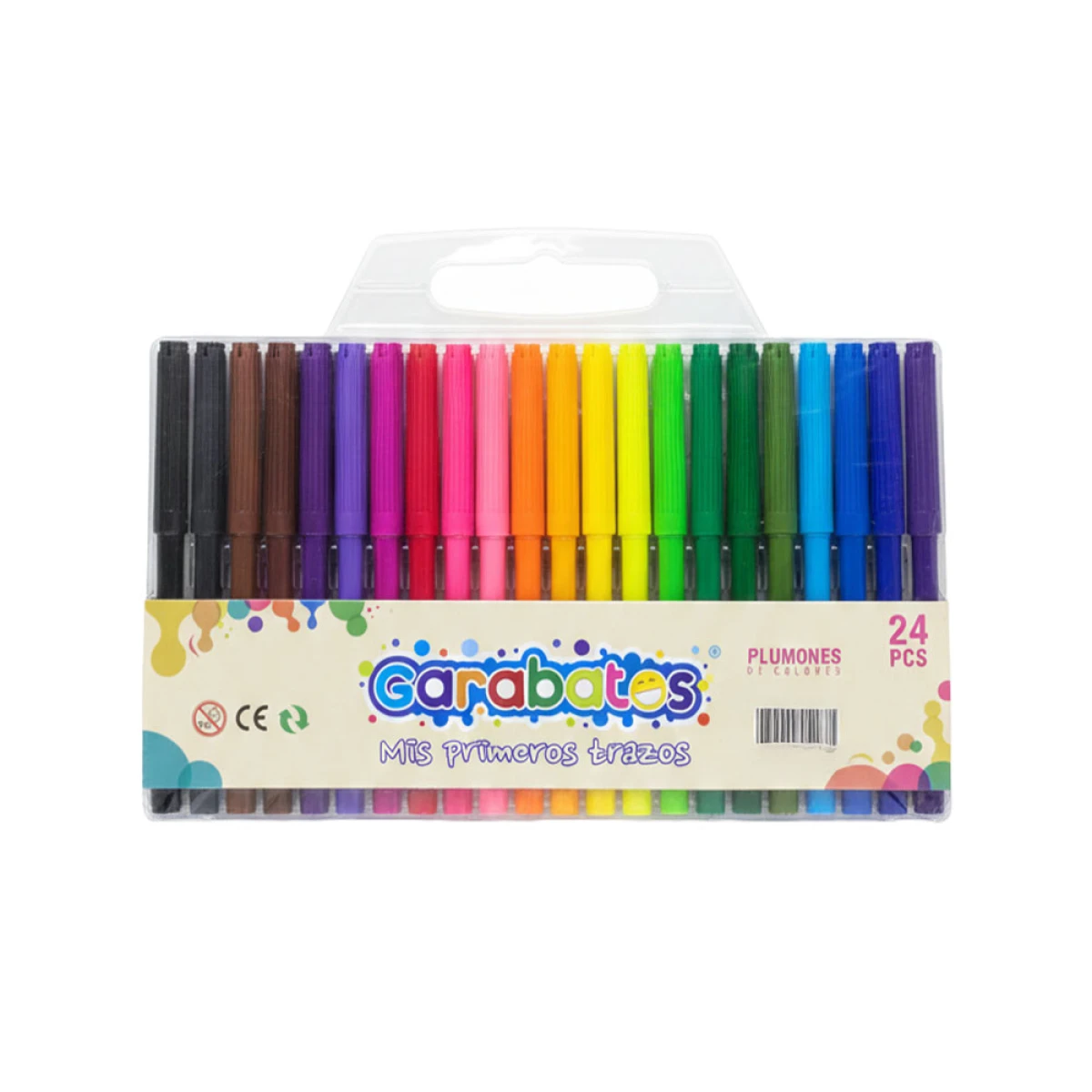 Plumones de Colores Delgados Garabatos – Estuche PVC x 24 Unidades