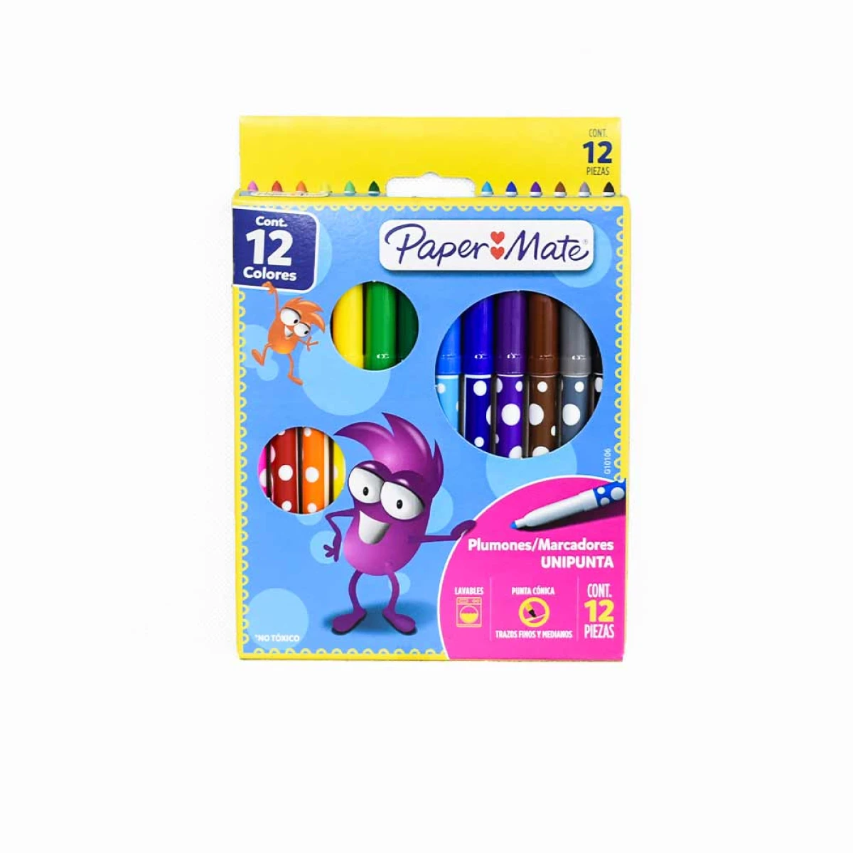 Plumones Paper Mate por 12 Colores, Punta Fina, Lavables