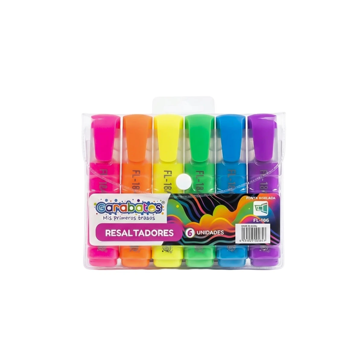 Resaltadores Garabatos – Punta Biselada x6 Colores Neón